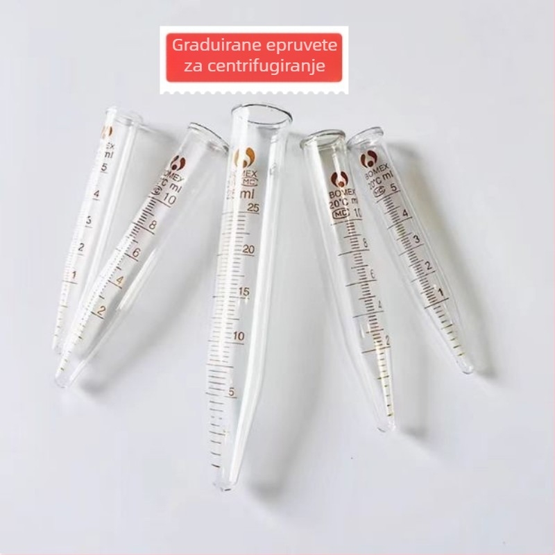 Staklene graduirane epruvete s kapicom i epruvete za centrifugiranje s kapicom, zapremine 5 ml, 10 ml, 25 ml