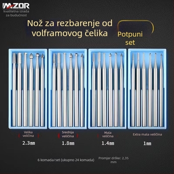 Frezni alat s osovinom od 2,35 mm od volframskog čelika, nož za rezanje maslinovih jezgra, električni alat za šuplje izdubljivanje, stomatološki stroj Shixin 204, mikro-skulpturalni nož