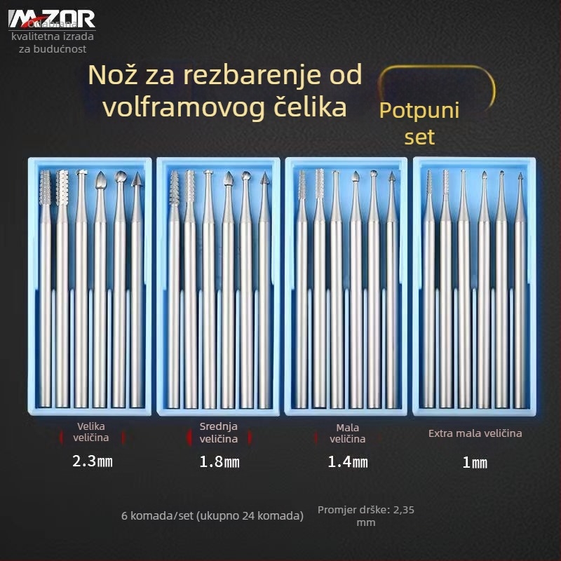 Frezni alat s osovinom od 2,35 mm od volframskog čelika, nož za rezanje maslinovih jezgra, električni alat za šuplje izdubljivanje, stomatološki stroj Shixin 204, mikro-skulpturalni nož