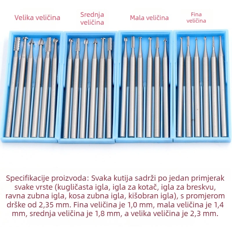 Frezni alat s osovinom od 2,35 mm od volframskog čelika, nož za rezanje maslinovih jezgra, električni alat za šuplje izdubljivanje, stomatološki stroj Shixin 204, mikro-skulpturalni nož