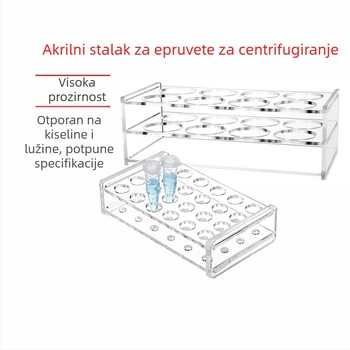 Pleksiglas držač za centrifugalne cijevi i epruvete, otporan na kiseline i lužine, izdržljiv, s kapacitetom 0.2/0.5/1.5/5/10/15/50/100 ml