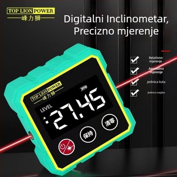 Pametni digitalni inklinometar s magnetskim petokutnim kućištem, dvostruki laserski mjerni način za kut i nagib, libela
