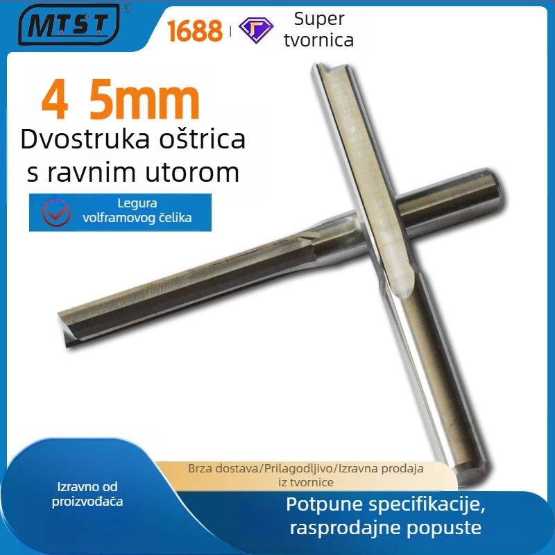 4–5 mm dvostruko oštra završna freza s ravnim utorom, volfram-karbid, za akril i drvo CNC graviranje