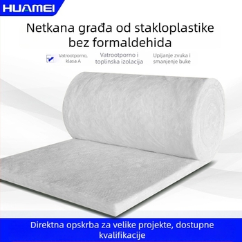 Rolna staklena vuna filc za zvučnu i toplinsku izolaciju, bez formaldehida, ekološki prihvatljivo, otporno na požar A1, Huamei staklena vuna filc, centrifugalna
