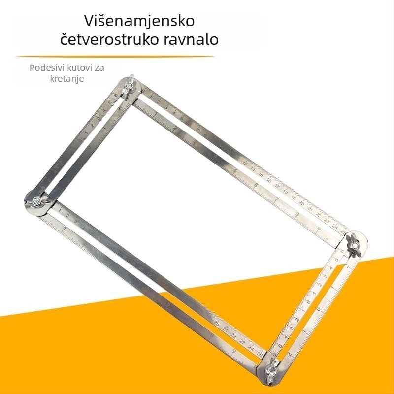 Univerzalno kutno mjerno pravilo, višenamjensko četverokutno pravilo, od nehrđajućeg čelika, sklopni mjerni alat za keramiku i stolarske radove