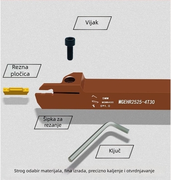 MGEHR2020/2525-3/4/5 produženi vanjski promjer drške za kanalsko rezanje, legura, alat od opružnog čelika