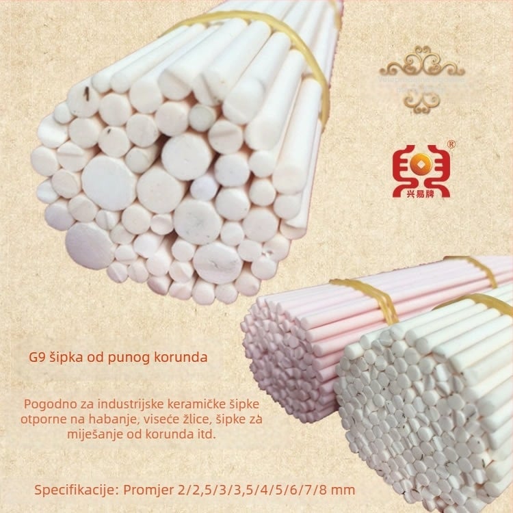 Korund od aluminijevog oksida 99%, promjer 2/2,5/3/3,5/4/5/6/7/8 mm, čvrsta šipka