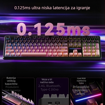 Forerunner V108 bežična Bluetooth tipkovnica s mehaničkim dojmom, tiha tipkovnica s tri načina