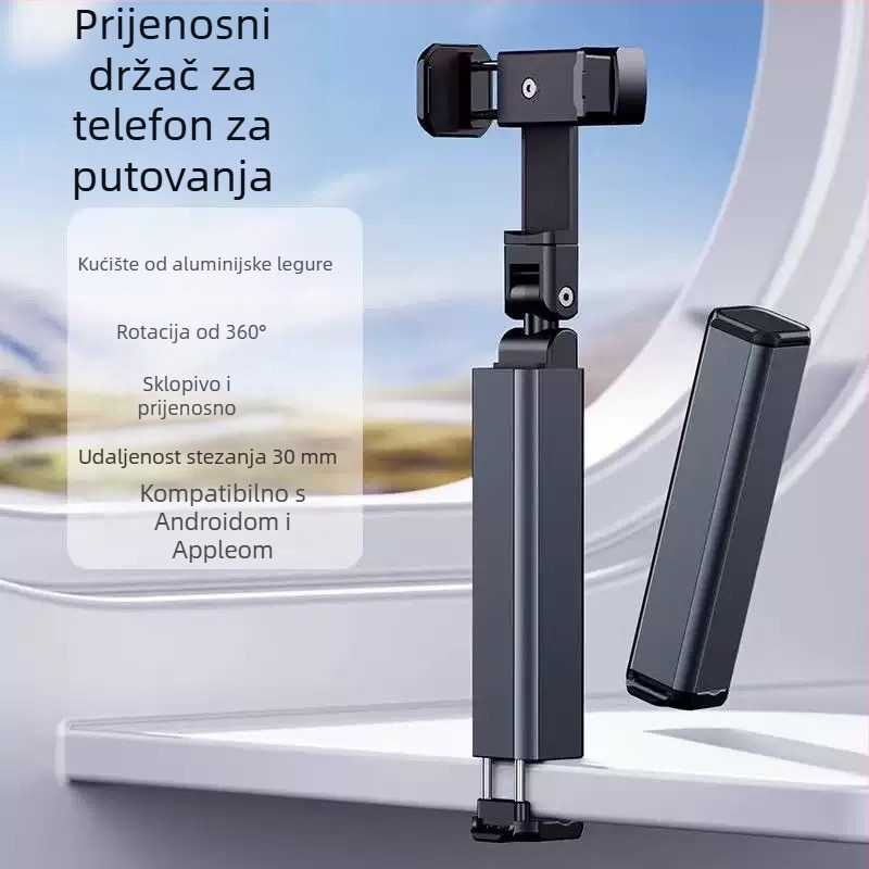 Putni držač za telefon, prijenosni, 360° rotacija, stolni stalak za snimanje odozgo, sklopiv