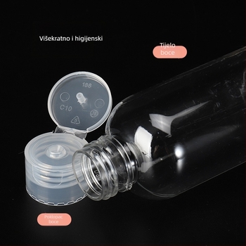 Prilagodljive prozirne plastične bočice za stlačenje s flip-top kapicom, za šampon i gel za tuširanje, putne veličine