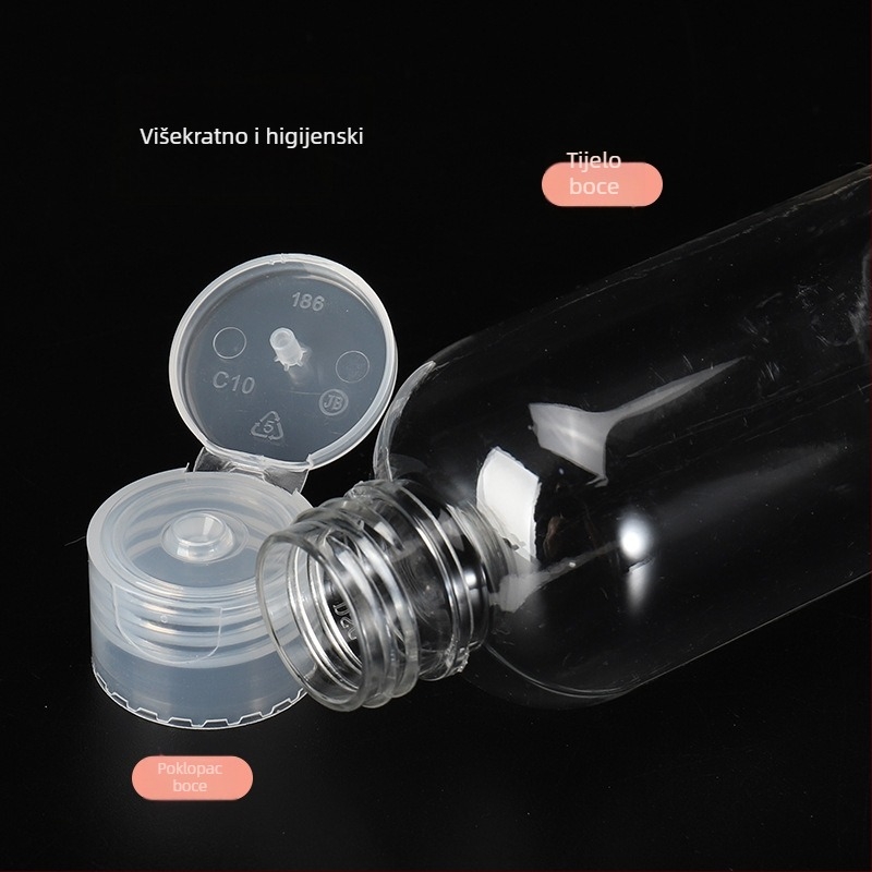 Prilagodljive prozirne plastične bočice za stlačenje s flip-top kapicom, za šampon i gel za tuširanje, putne veličine