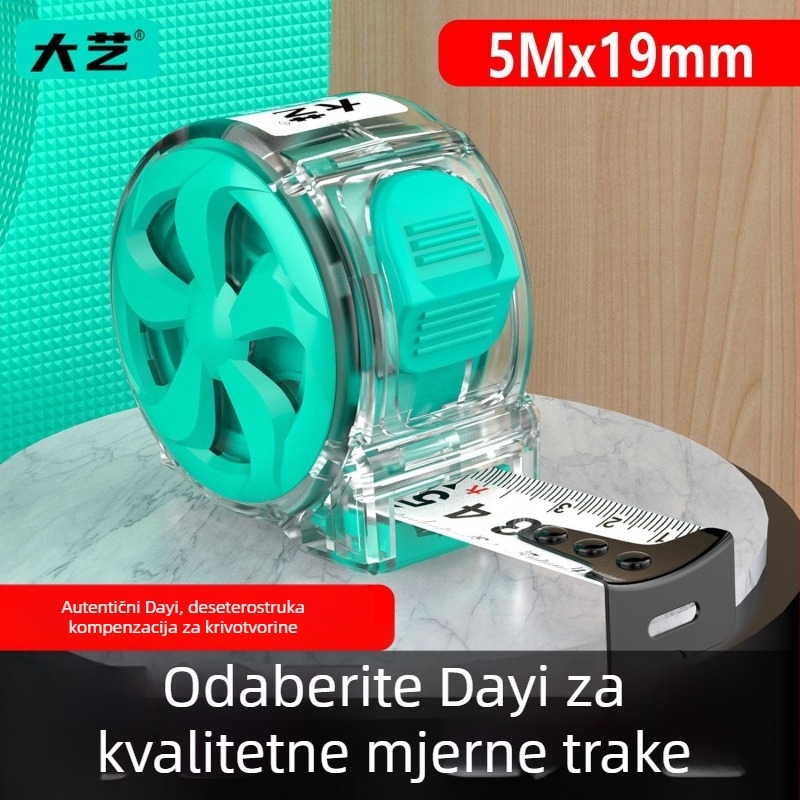 Dayi čelična mjerni traka, 3 m, ojačana tvrda čelična letva, otporna na habanje i padove, izdržljiva za gradilišta, PC materijal trake duljine 5 m