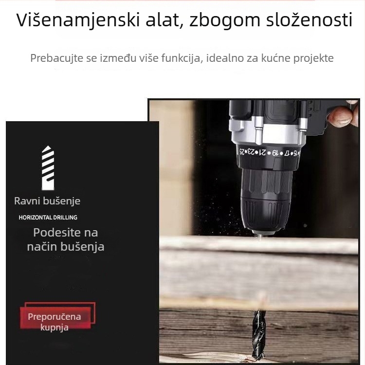 Bežična litij-ionska bušilica s udaračem, bušenje i odvijač, višenamjenski električni alat, 18–21V