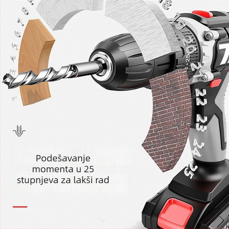 Bežična litij-ionska bušilica s udaračem, bušenje i odvijač, višenamjenski električni alat, 18–21V