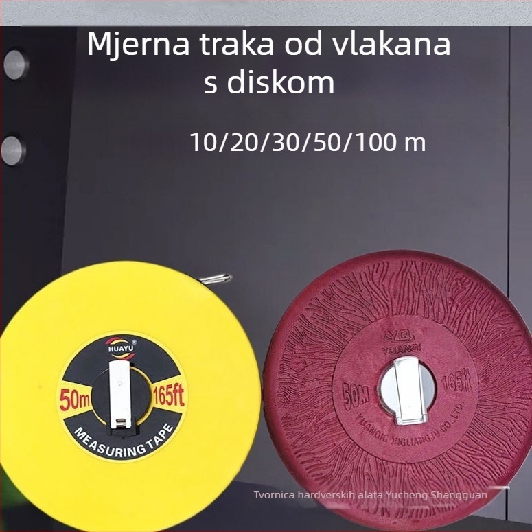 Vlaknasta mjernica s diskovnim navijanjem, ručna platnena mjeračka traka, 10/20/30/50/100 m