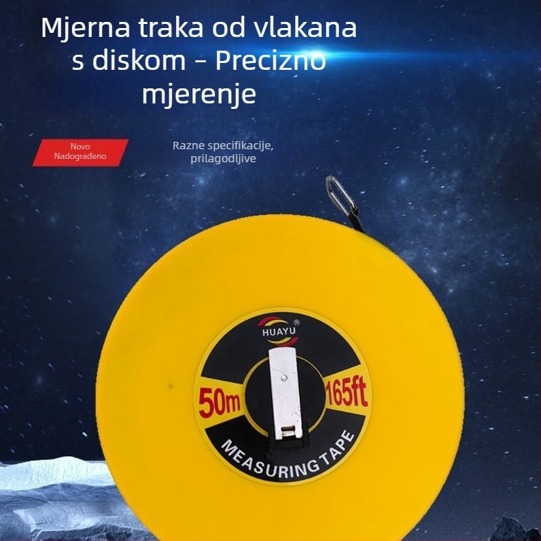 Vlaknasta mjernica s diskovnim navijanjem, ručna platnena mjeračka traka, 10/20/30/50/100 m