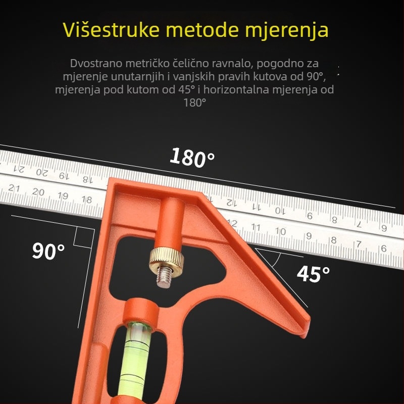 300 mm pomični kutomjer s aluminijskom bazom, višenamjenski kombinirani mjerni alat