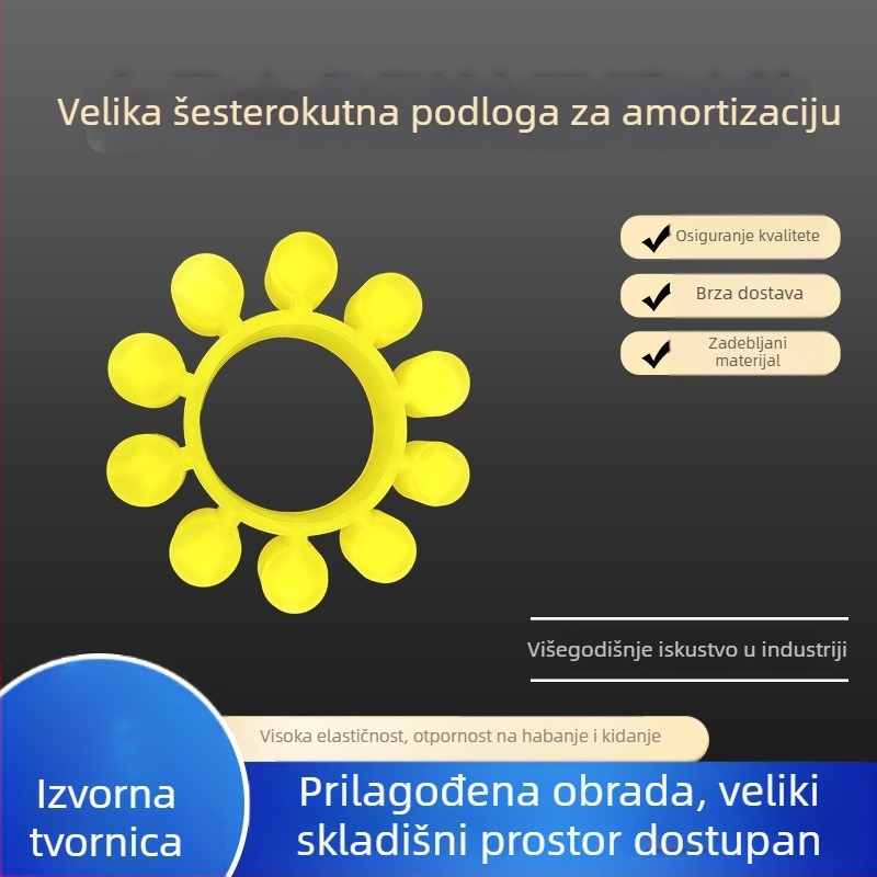 Šesterokutna podloška od poliuretanske gume za spojke, otporna na habanje i ublaživanje vibracija, model 011