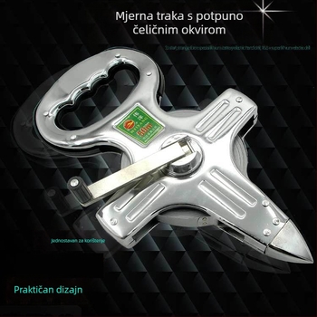 Inženjerska prijenosna mjeračka traka s metalnim okvirom, nehrđajući čelik, 50/100 m, ručni pogon, držač za zabijanje u tlo