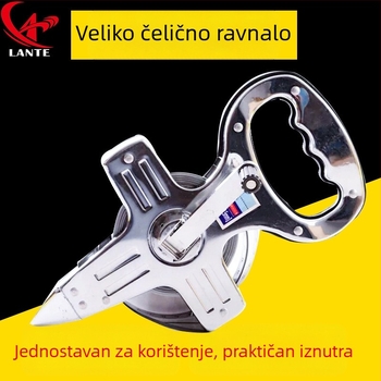 Inženjerska prijenosna mjeračka traka s metalnim okvirom, nehrđajući čelik, 50/100 m, ručni pogon, držač za zabijanje u tlo
