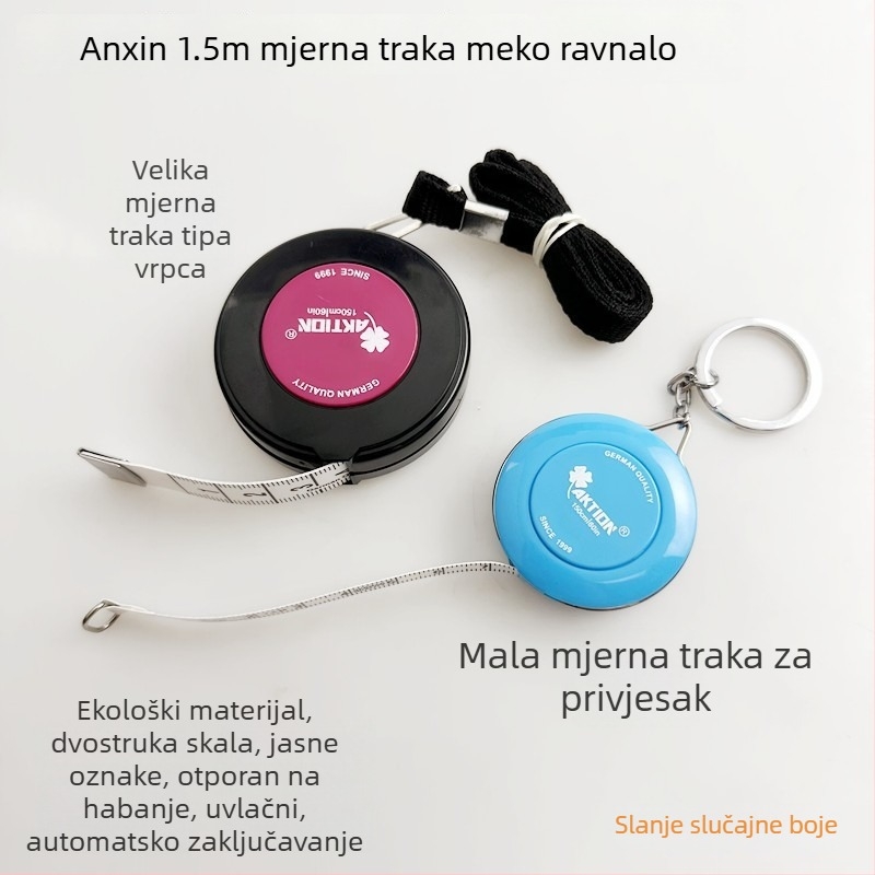 An Kexin kožni ključ s mini mjernom trakom za odjeću — kompaktna mjera struka, prsa, bokova i visine