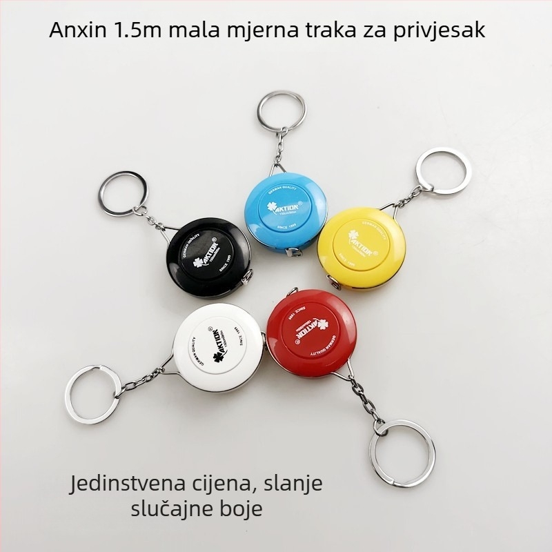 An Kexin kožni ključ s mini mjernom trakom za odjeću — kompaktna mjera struka, prsa, bokova i visine