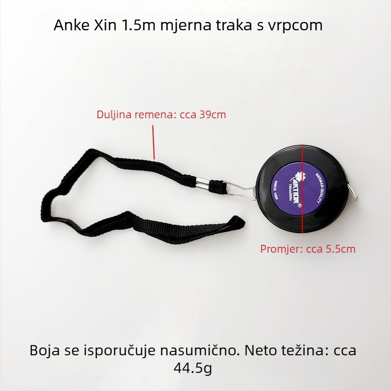 An Kexin kožni ključ s mini mjernom trakom za odjeću — kompaktna mjera struka, prsa, bokova i visine