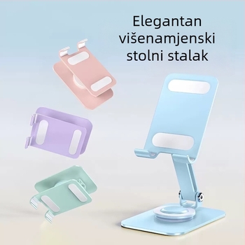 Metalni stolni držač za telefone i tablete, šaren, sklopiv i rotirajući, višenamjenski s prilagodljivim logom