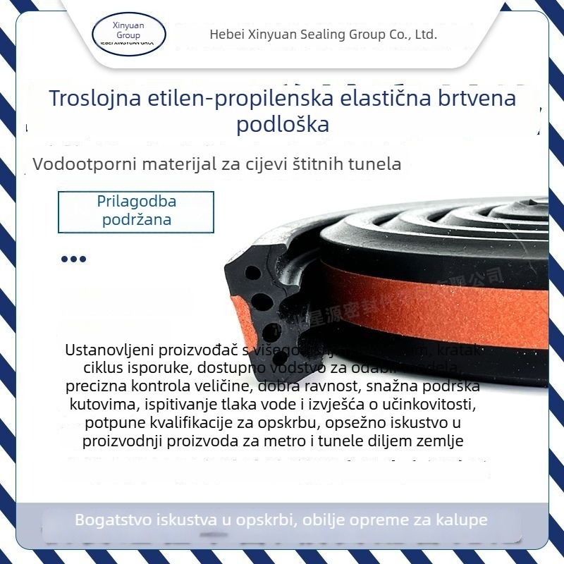 EPDM elastično brtvljenje za tunel s vodom aktiviranom ekspanzijom — gumeni trak TBM štita