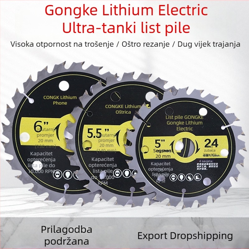 Izuzetno tanak disk za rezanje drva, za bežični kutni brusilicu, promjeri 5, 5,5 i 6 inča