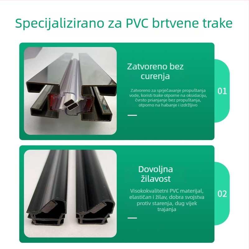Bezokvirne staklene vrata i prozori – silikonski brtveni trak protiv udara, magnetska ljepiljna traka, odjeljak suho/mokro, vodena barijera za balkon i tuš prostor