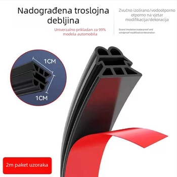 Automobilska brtvila za vrata sa zvučnom izolacijom i zaštitom od prašine; univerzalna brtvila s pet otvora; dvostruki sloj dizajn; zaštita od sudara.