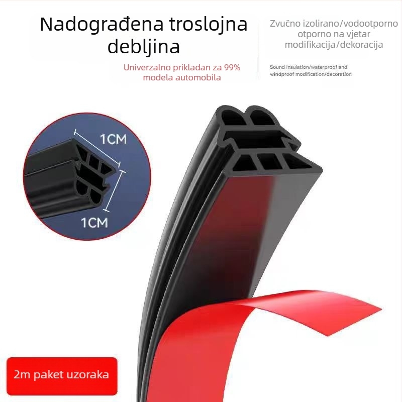 Automobilska brtvila za vrata sa zvučnom izolacijom i zaštitom od prašine; univerzalna brtvila s pet otvora; dvostruki sloj dizajn; zaštita od sudara.