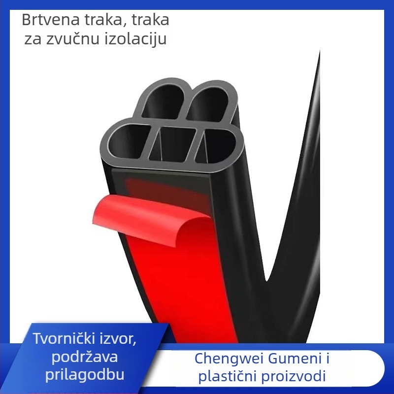 Automobilska brtvila za vrata sa zvučnom izolacijom i zaštitom od prašine; univerzalna brtvila s pet otvora; dvostruki sloj dizajn; zaštita od sudara.