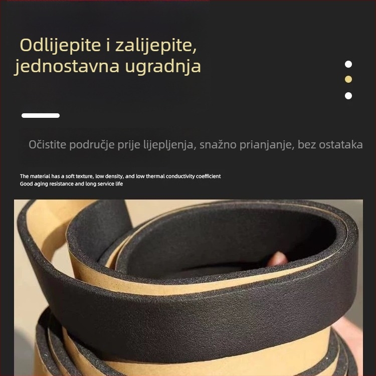 Brtvna traka za zračni kanal, samoljepiva, brtvni prsten za flanšu, gumoplastna zapaljiva brtvna traka, debljina 5 mm ili 3 mm