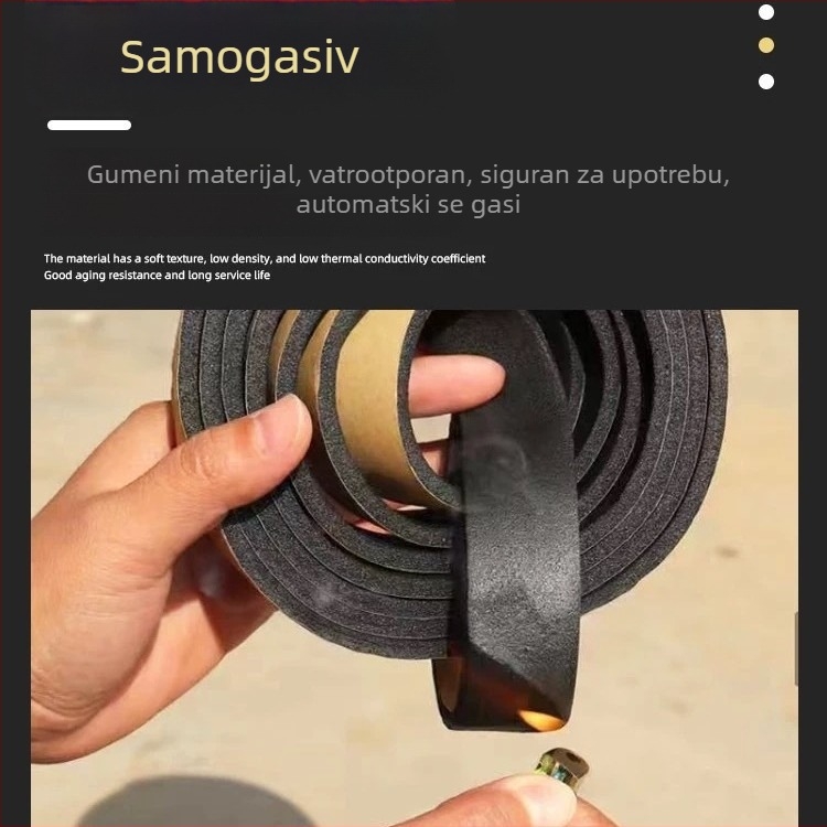 Brtvna traka za zračni kanal, samoljepiva, brtvni prsten za flanšu, gumoplastna zapaljiva brtvna traka, debljina 5 mm ili 3 mm