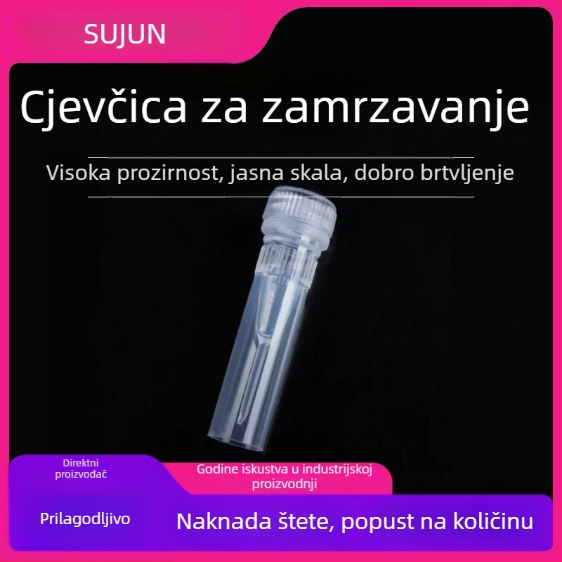 Jednokratna plastična cijev za zamrzavanje s poklopcem i skalom, vijčani poklopac, stojeća zatvorena cijev za zamrzavanje, 0,5 ml
