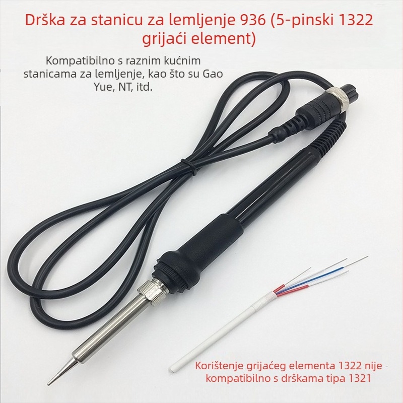 936 Stanica za lemljenje s visokim temperaturom, silikonska ručka 907, grijačko jezgro 1321, pet pina i pet otvora – hardverski dodaci