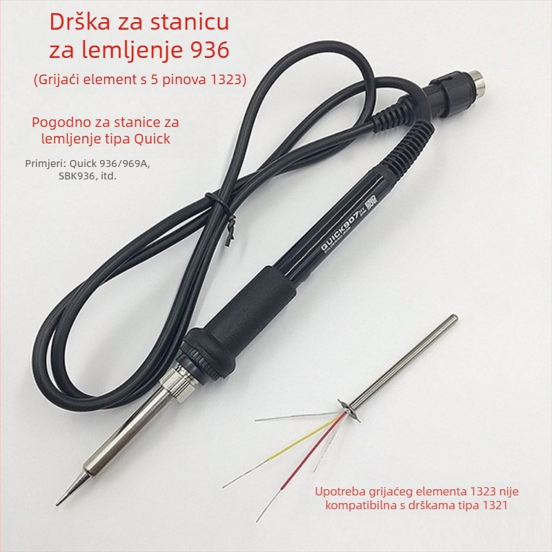 936 Stanica za lemljenje s visokim temperaturom, silikonska ručka 907, grijačko jezgro 1321, pet pina i pet otvora – hardverski dodaci