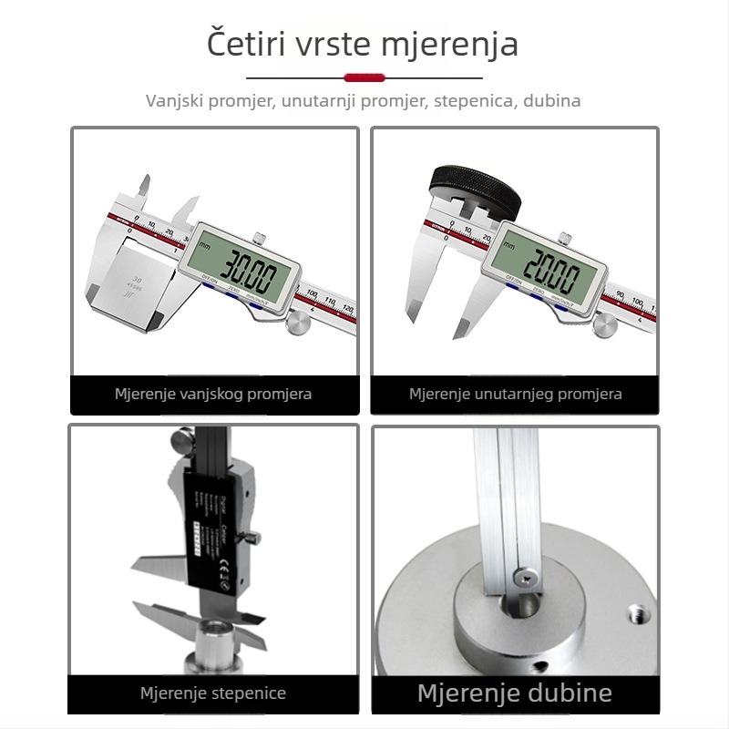 Digitalni šestar s velikim zaslonom, 150 mm, nehrđajući čelik, visoka preciznost