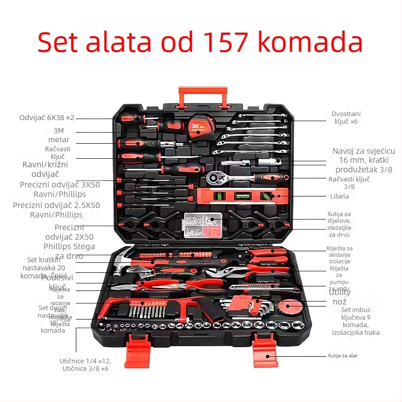 157-dijelni kućni komplet alata – električni i ručni alati