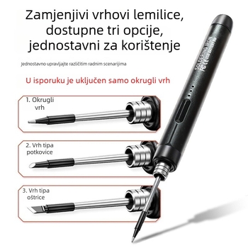 USB punjiva bežična lemilica za kućnu upotrebu, prijenosna, s litijskom baterijom i tri postavke temperature