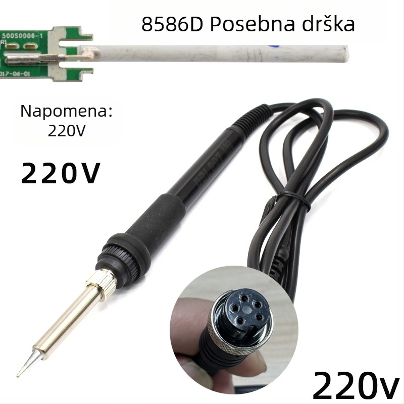 8586D 220V Stanica za toplu zraku za popravke elektronike s držačem s 5 otvorima i držačem za lemilicu s malom rupom, konstantna temperatura, stanica za demontažu i lemljenje