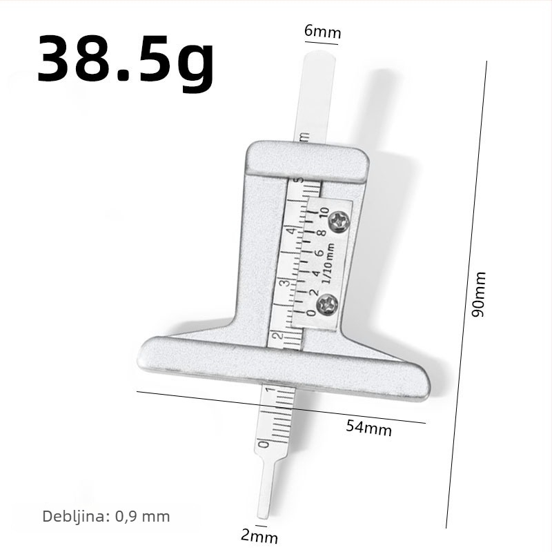 Mjerac dubine profila gume s vernier kaliperom, mali mjerni alat, T-oblik kaliper