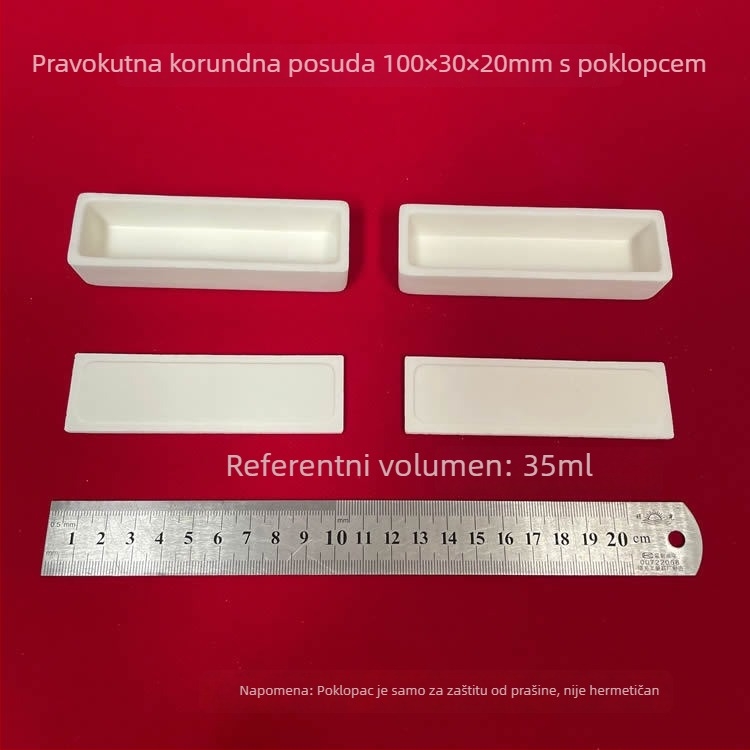 Xingyi marka pravokutna posuda od aluminijevog oksida, kapacitet 35 ml, dimenzije 100 × 30 × 20 mm, s poklopcem