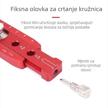 Prilagodljivi kružni mjerni alat od aluminijske legure za drvetarstvo i tehničko crtanje