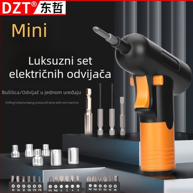 Bežični udarni bušilica s litij-ionskom baterijom i električni odvijač – set alata