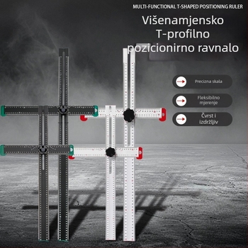Višenamjenski kombinirani kutnik i mjerni alat u T-oblika za drvetovarstvo, aluminijska legura, 60/90/120 cm