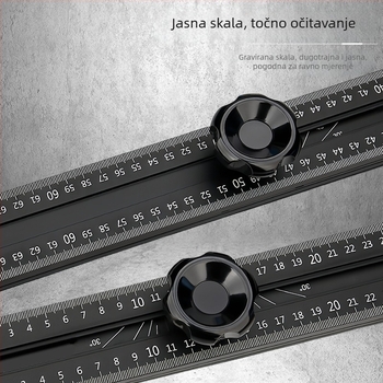 Višenamjenski kombinirani kutnik i mjerni alat u T-oblika za drvetovarstvo, aluminijska legura, 60/90/120 cm