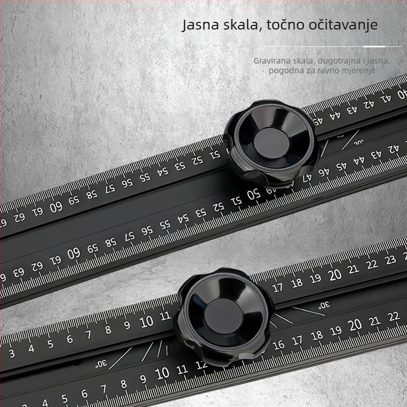 Višenamjenski kombinirani kutnik i mjerni alat u T-oblika za drvetovarstvo, aluminijska legura, 60/90/120 cm